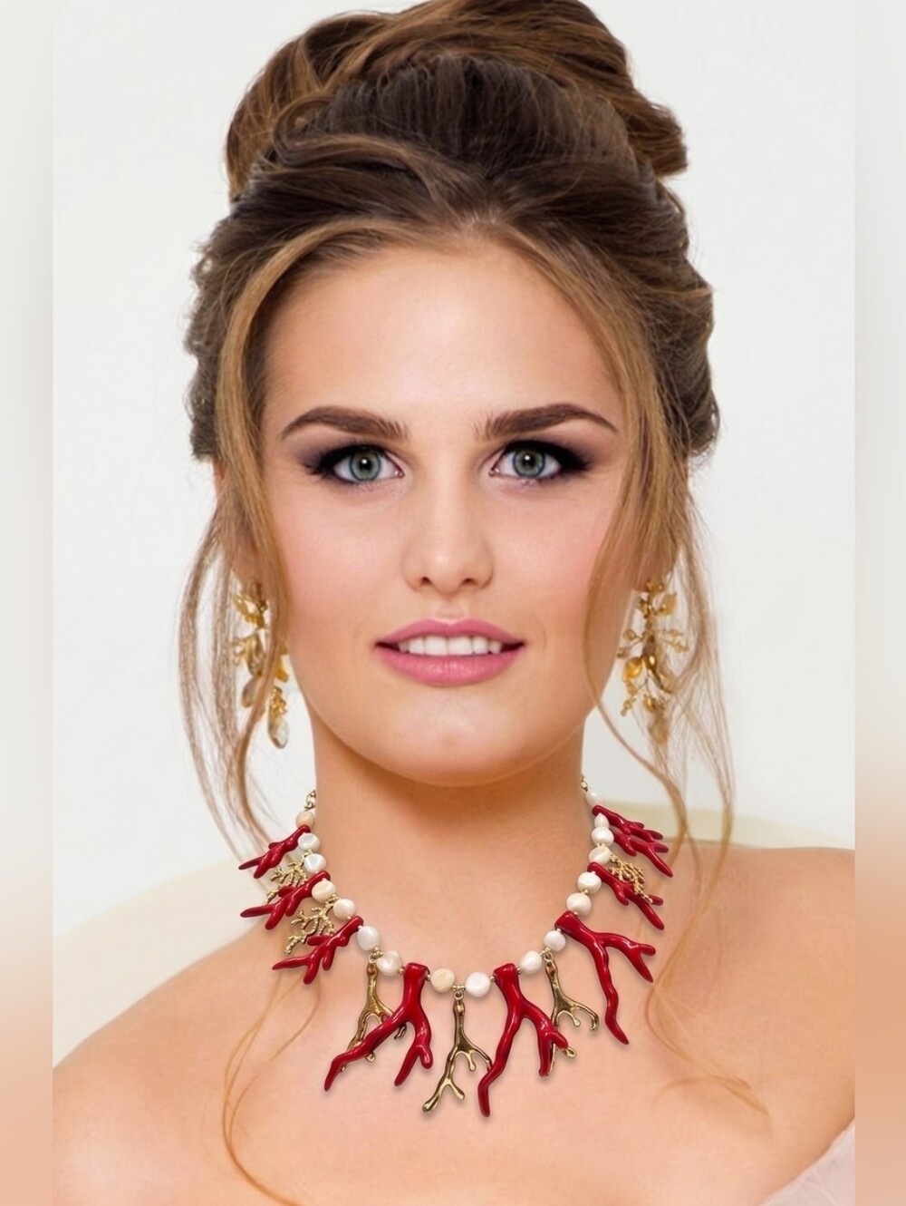 ❤️▪️House of Harlow ▪️1960 Red Coral Branch 18in Natural Shell Necklace